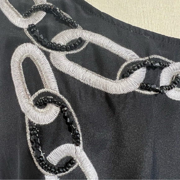 BANANA REPUBLIC Beaded Chain Silk Black Tank Top, Size X-Large, #151 - Picture 2 of 11